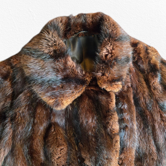 1950s Vintage Brown Mink Fur Coat Mid-Century Swing Old Hollywood Glam Size M/L - Picture 5 of 16